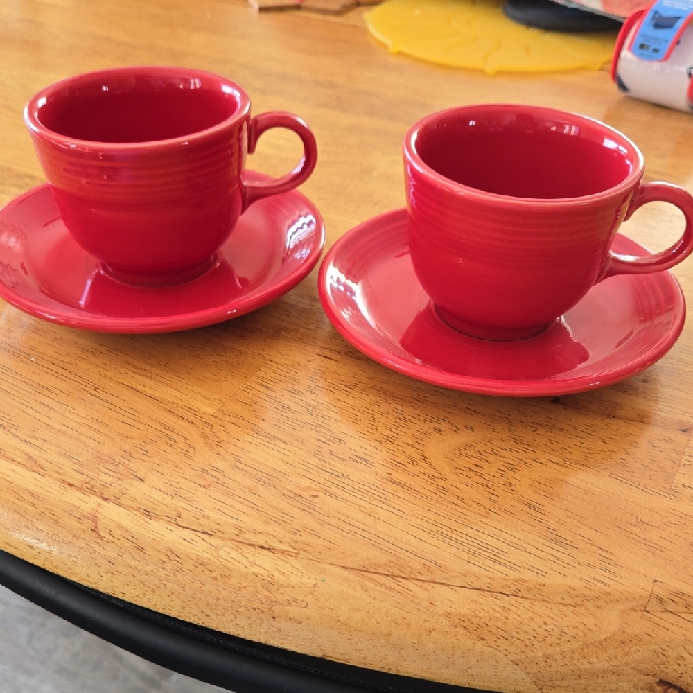 Fiestaware Bold Red Mug and Saucer Duo